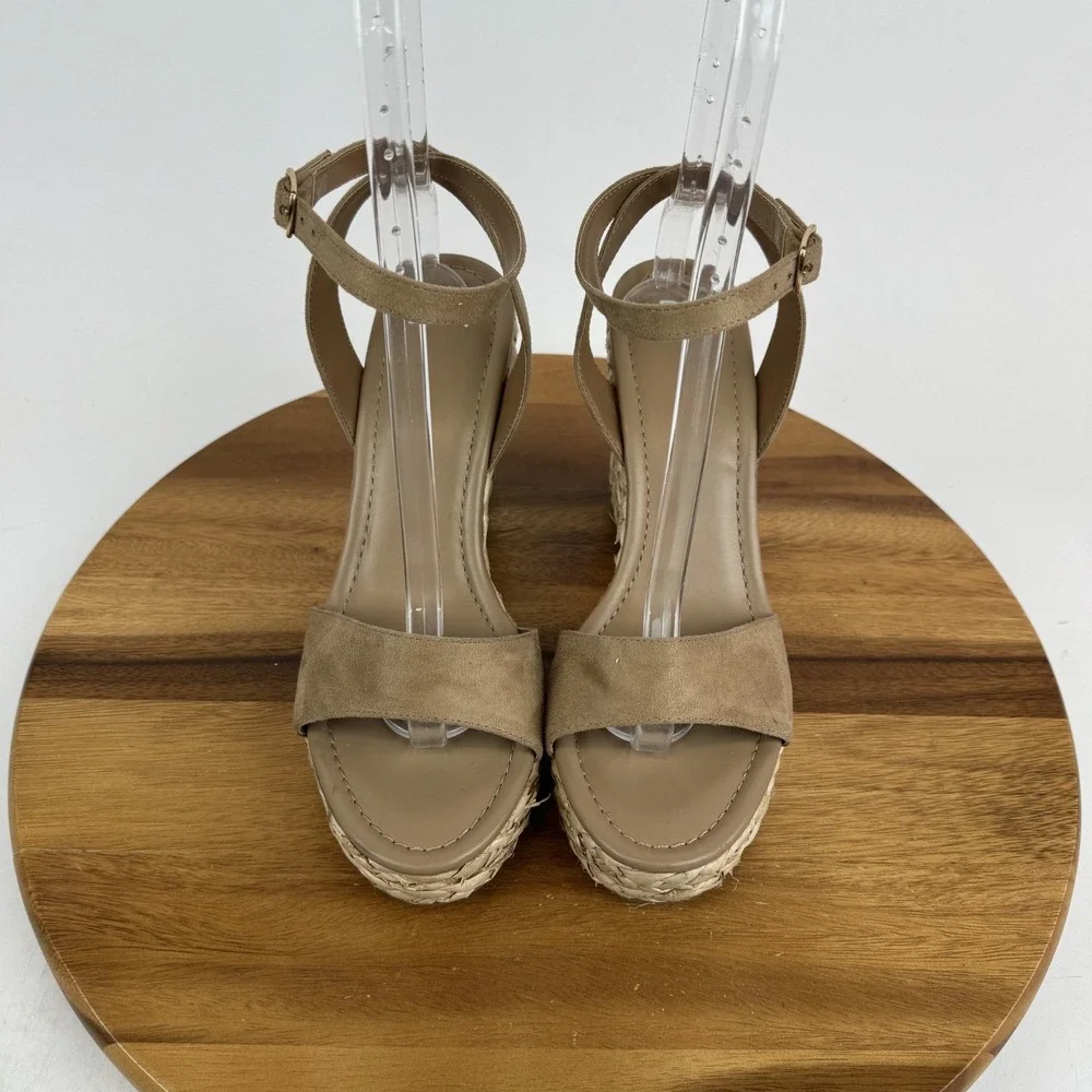 New Womens BP Ginny Brown Faux Suede Braided Espadrille Wedges Sandals Size 11 M
